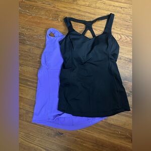 Two lululemon active tops purple and black